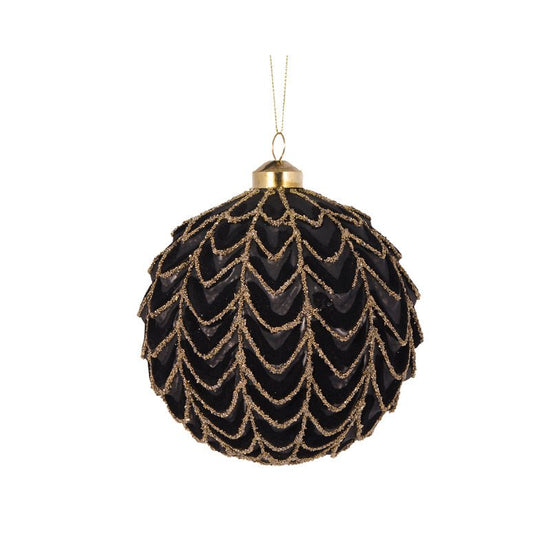 Black Velvet Draped Bauble - My Christmas
