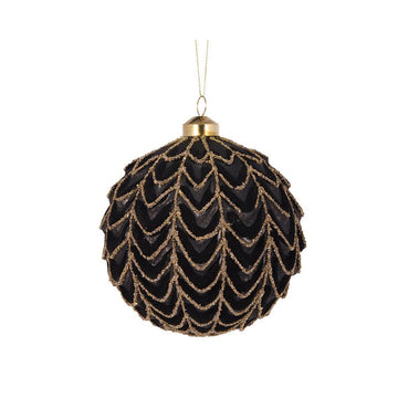 Black Velvet Draped Bauble - My Christmas