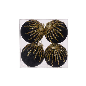 Black Velvet Drip Bauble - Pack of 4 - My Christmas