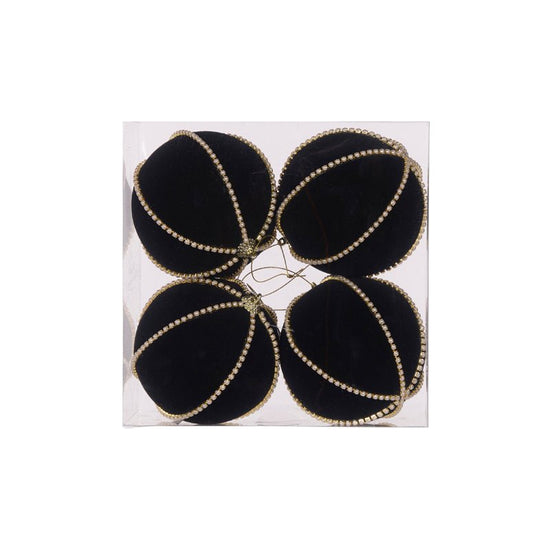 Black Velvet Pearl Bauble - Pack of 4 - My Christmas
