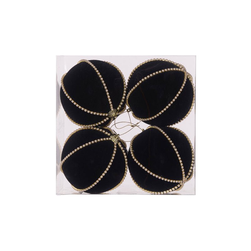 Black Velvet Pearl Bauble - Pack of 4 - My Christmas