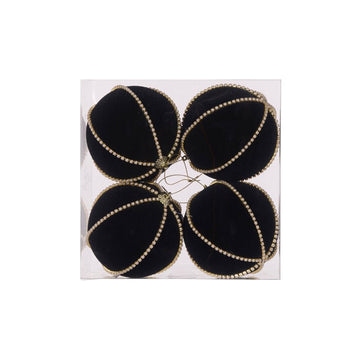 Black Velvet Pearl Bauble - Pack of 4 - My Christmas