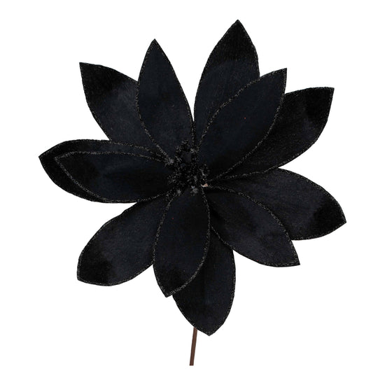Black Velvet Poinsettia Flower Pick - My Christmas