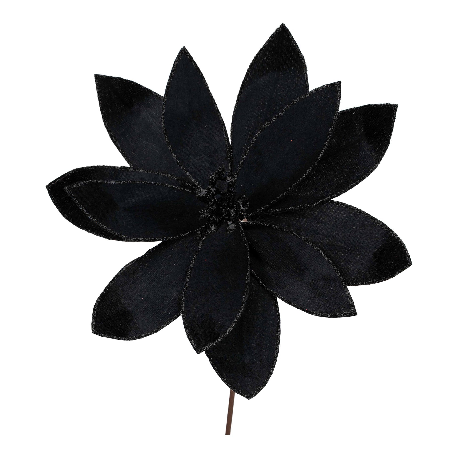 Black Velvet Poinsettia Flower Pick - My Christmas
