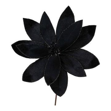 Black Velvet Poinsettia Flower Pick - My Christmas