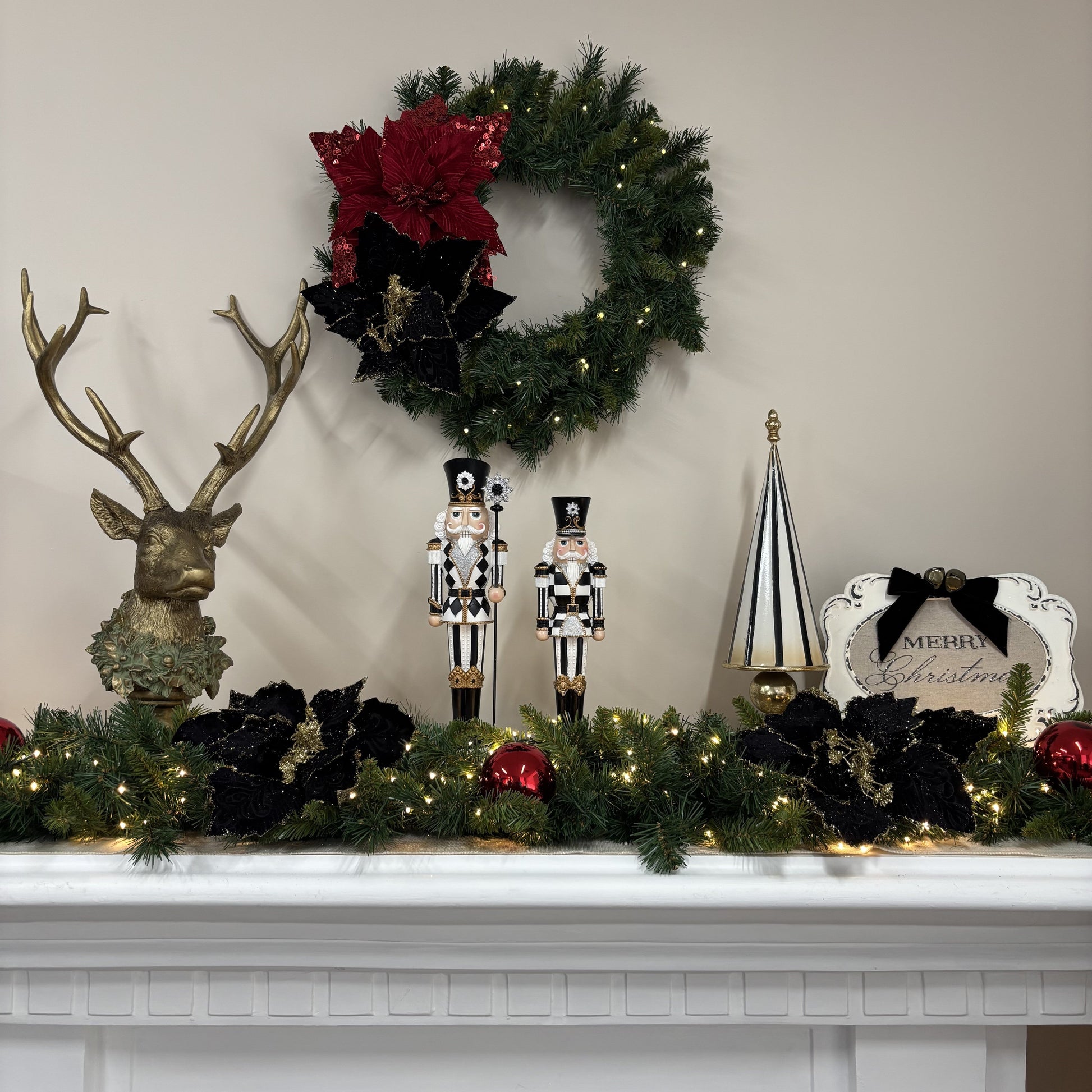 Black, White and Gold Nutcracker - 38cm - My Christmas