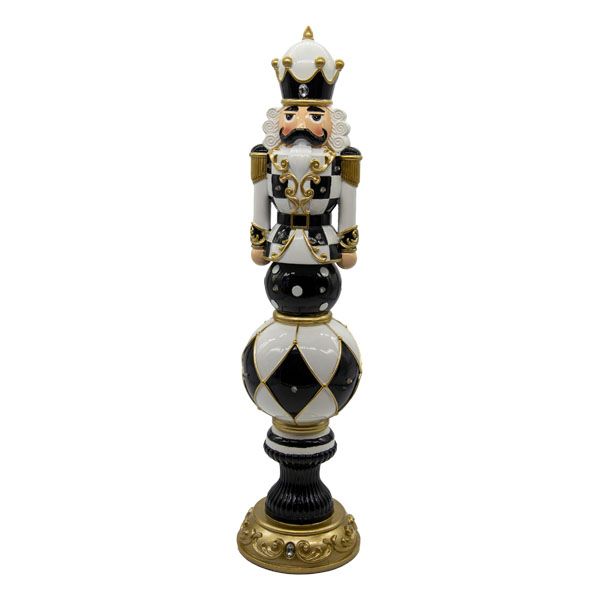 Black, White and Gold Nutcracker Finial Decor - My Christmas
