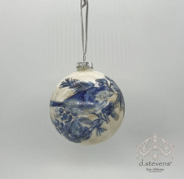 Blue and Cream Finch Bauble - My Christmas