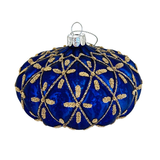 Blue and Gold Fine Drop Ornament - My Christmas