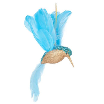Blue and Gold Humming Bird w/Clip - My Christmas