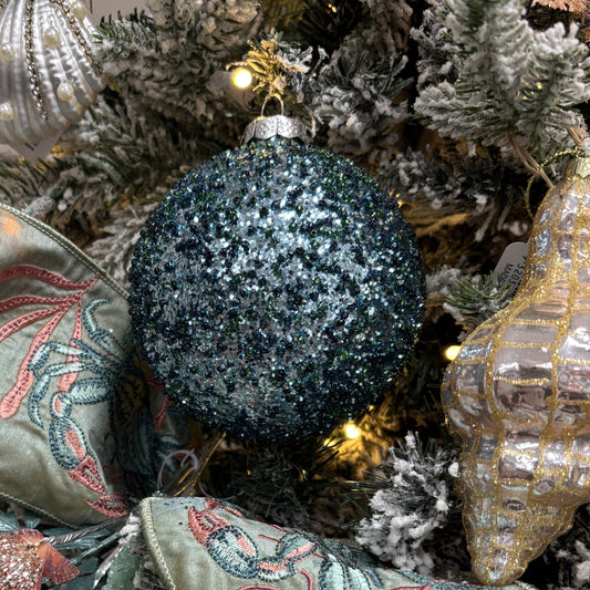 Blue and Teal Glass Bauble - My Christmas