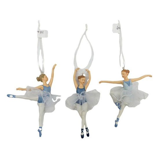 Blue and White Ballerina Ornaments - Assorted - My Christmas