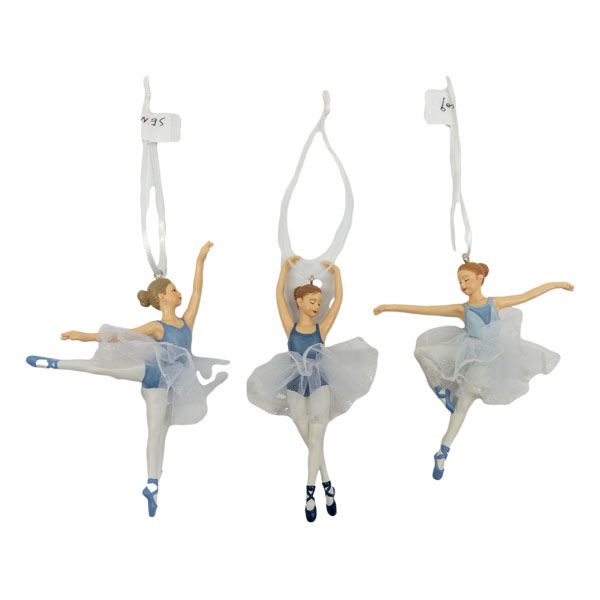 Blue and White Ballerina Ornaments - Assorted - My Christmas