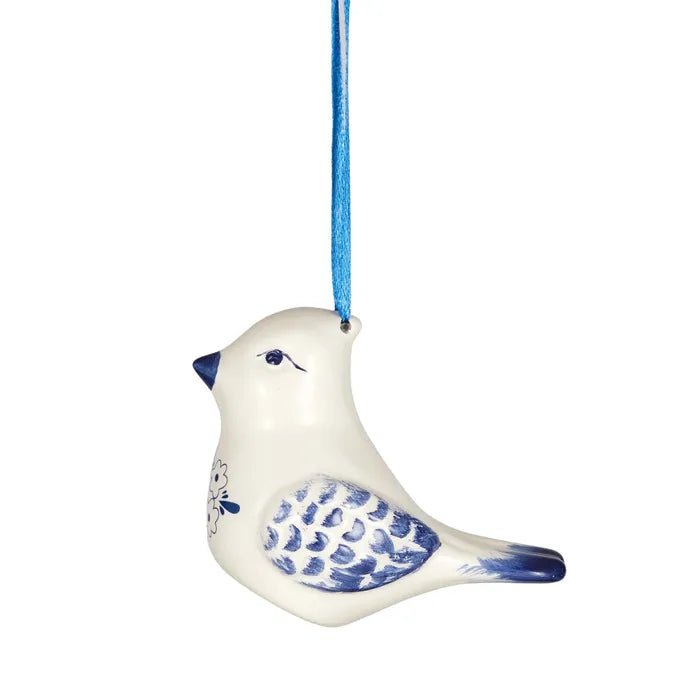 Blue and White Ceramic Bird Ornament - My Christmas