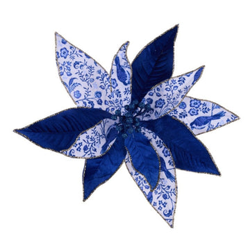 Blue and White Chinoiserie Poinsettia - My Christmas
