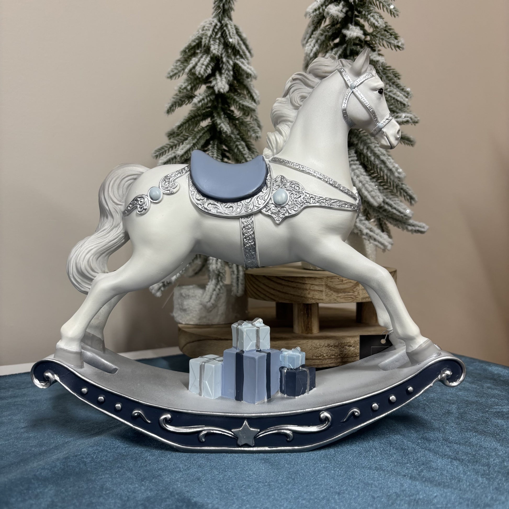 Blue and White Rocking Horse - My Christmas