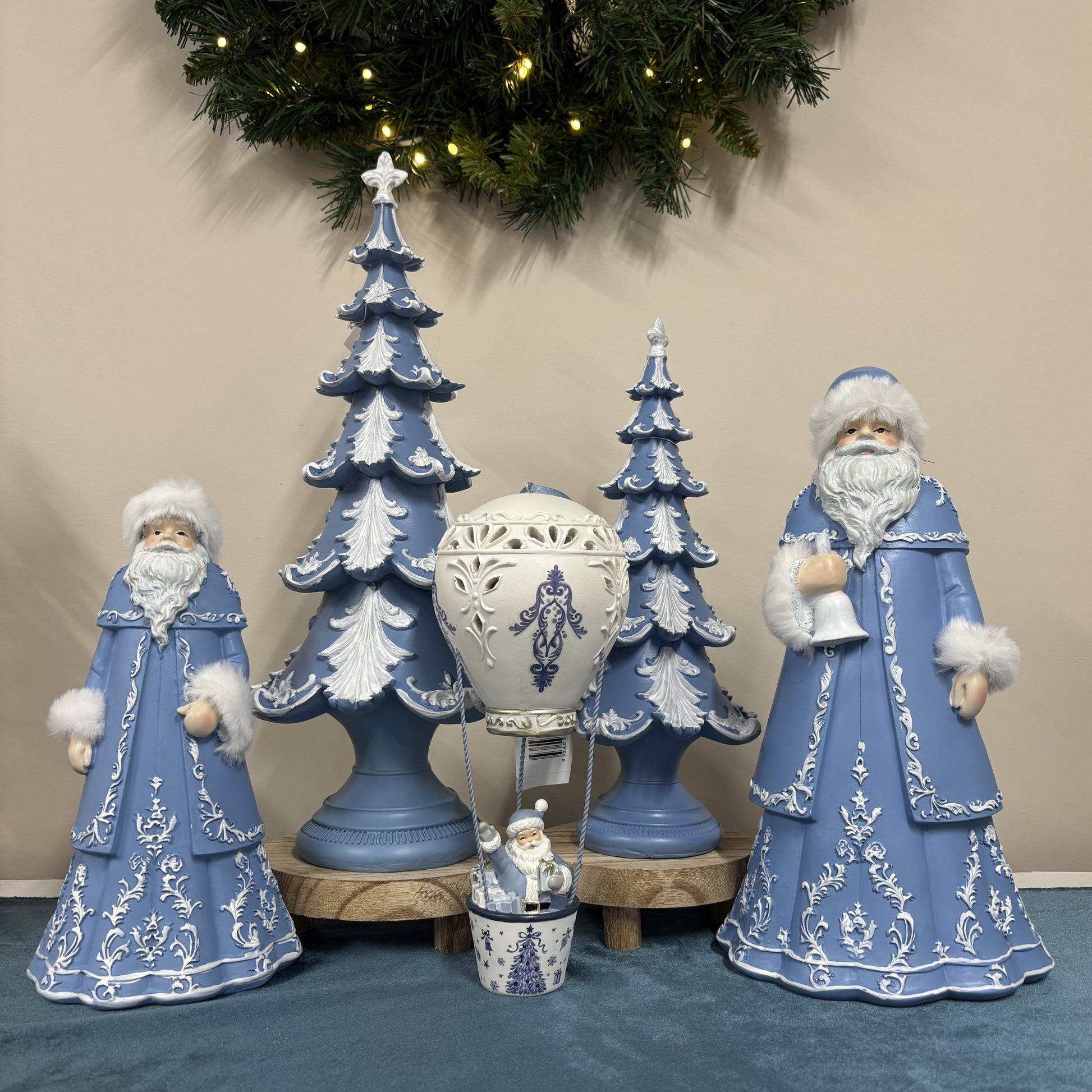 Blue and White Santa with Fur - 31cm - My Christmas