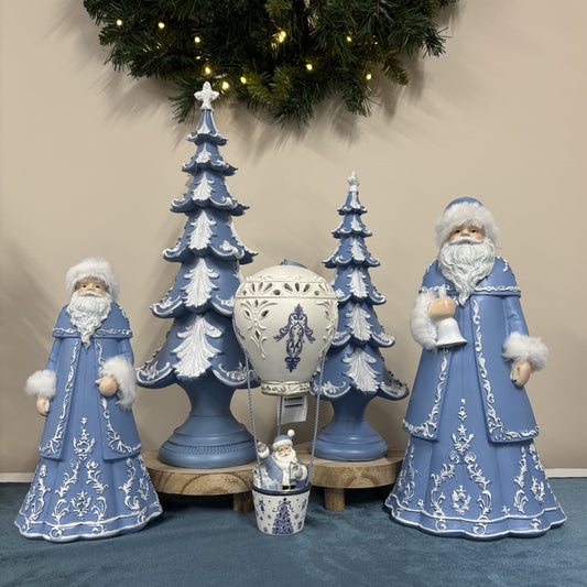 Blue and White Santa with Fur - 31cm - My Christmas