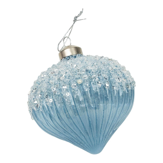 Blue Beaded Drop Ornament - My Christmas