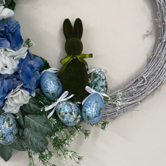 Blue Blossom Bunny Wreath - My Christmas