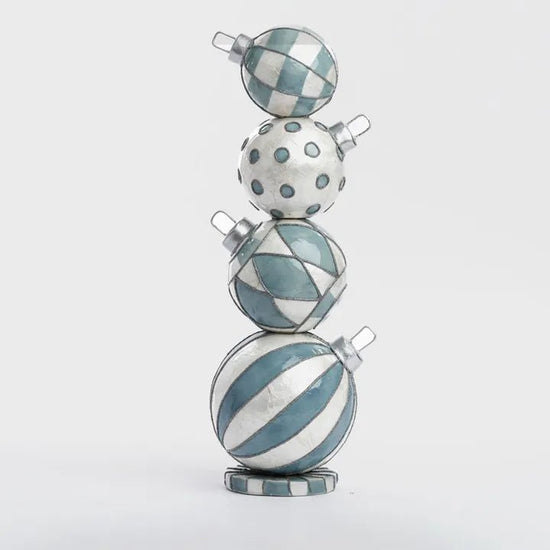 Blue Capiz Bauble Stack Table Décor - My Christmas