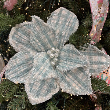 Blue Check Poinsettia - My Christmas