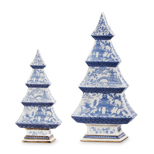 Blue Chinoiserie Trees - Set of 2 - 1 set left! - My Christmas