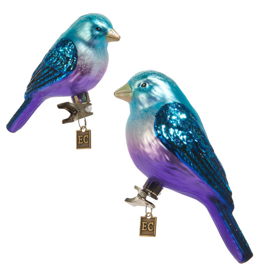 Blue Clip - On Fantasy Bird Ornament - Set of 2 - My Christmas