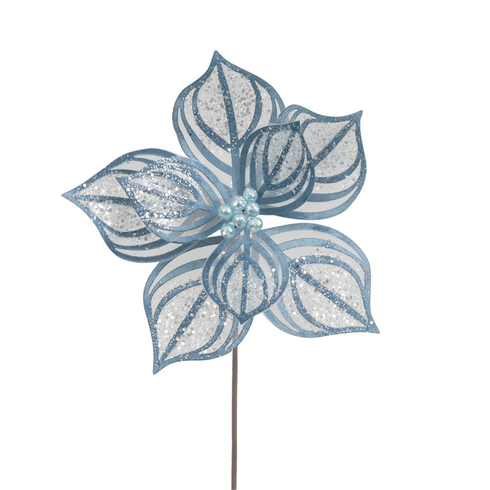 Blue Denim Lace Poinsettia - My Christmas