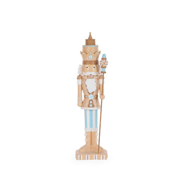 Blue Gingerbread Nutcracker with Staff - 38cm - My Christmas