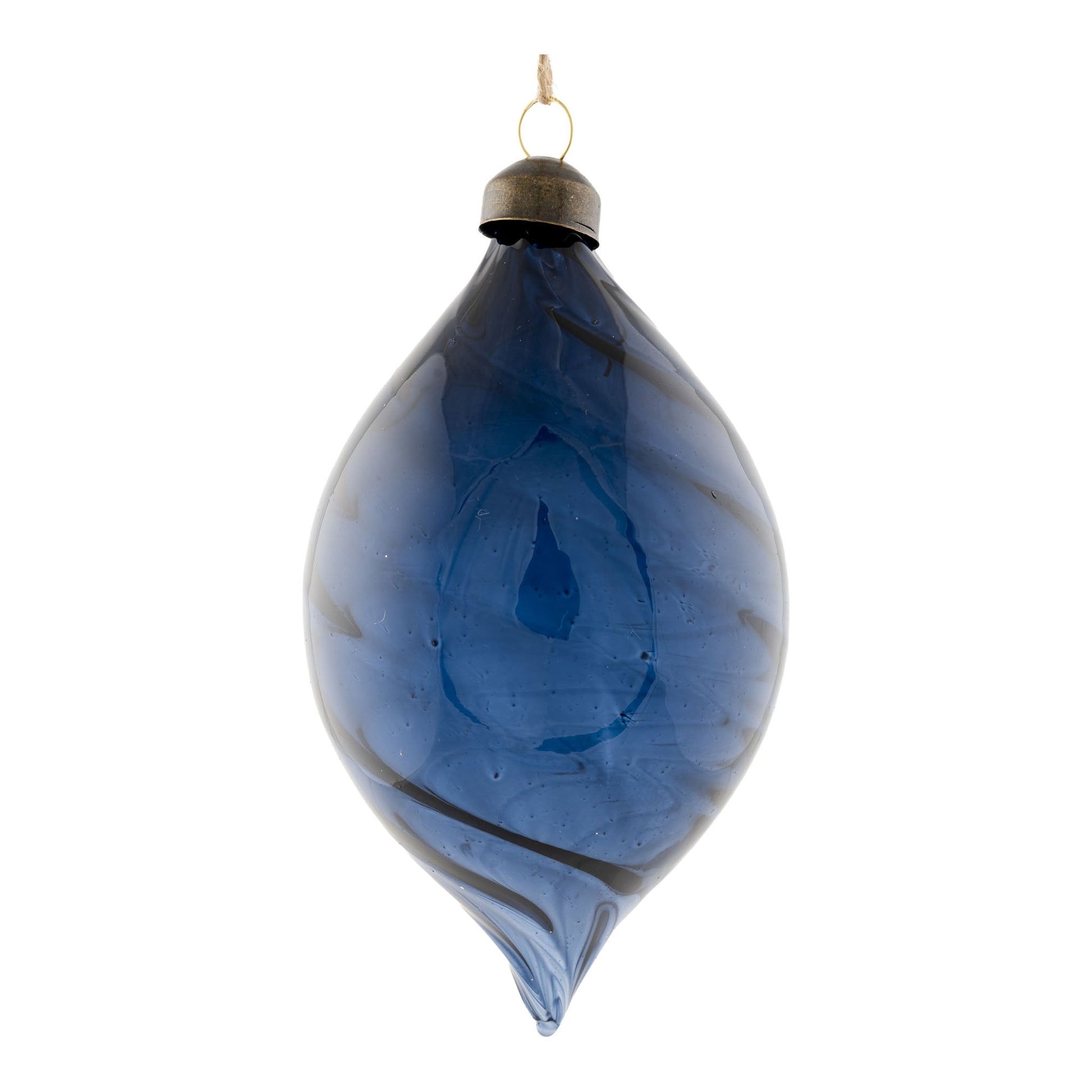Blue Glass Swirl Long Drop Ornament - My Christmas