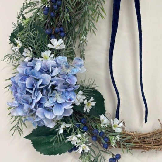 Blue Hydrangea & Berry Easter Wreath - My Christmas