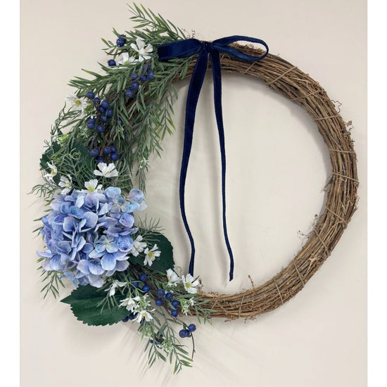 Blue Hydrangea & Berry Easter Wreath - My Christmas