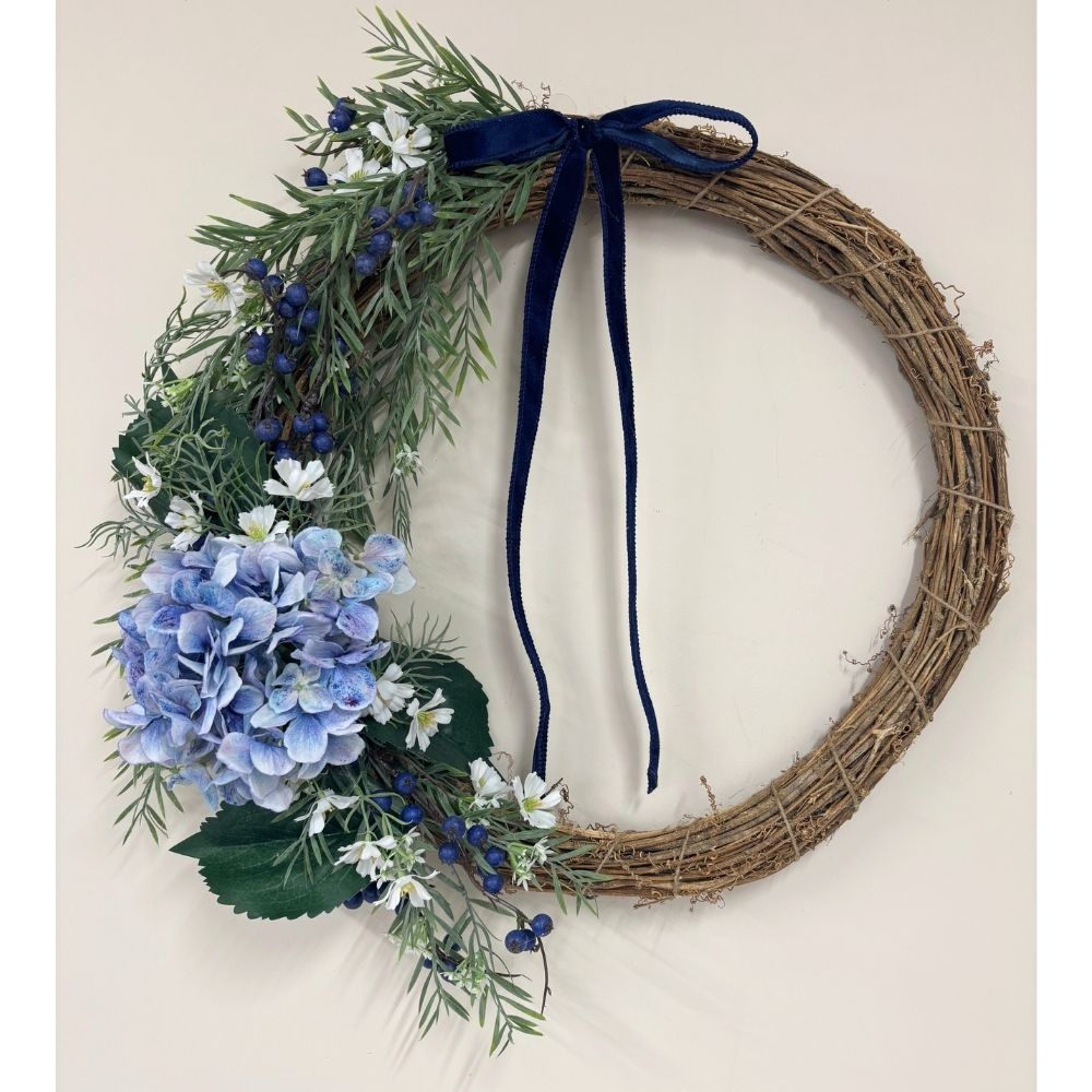 Blue Hydrangea & Berry Easter Wreath - My Christmas