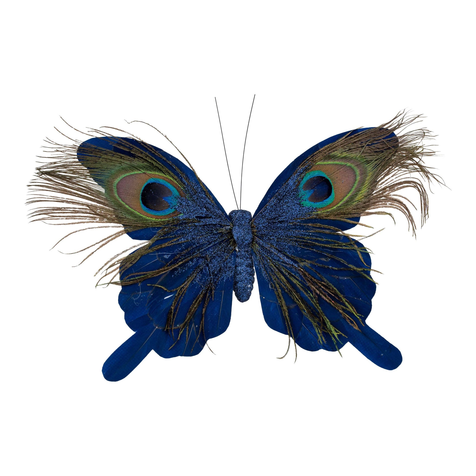 Blue Peacock Butterfly Clip-On Ornament - My Christmas