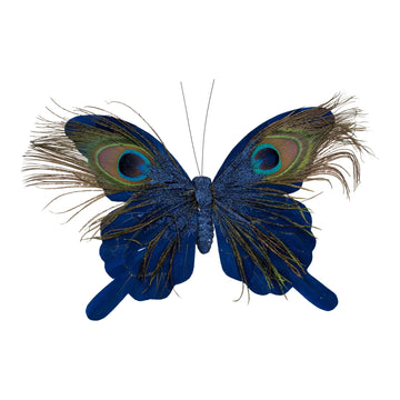 Blue Peacock Butterfly Clip-On Ornament - My Christmas