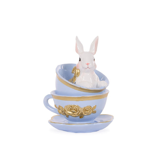 Blue Rabbit Teacup Stack - My Christmas