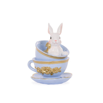 Blue Rabbit Teacup Stack - My Christmas