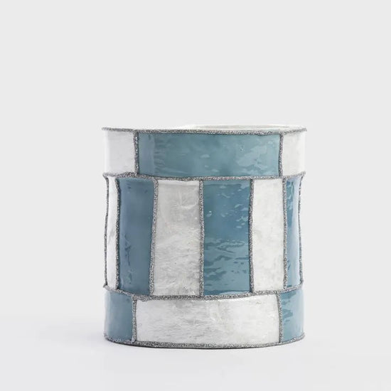 Blue Stripe Capiz Drum - My Christmas