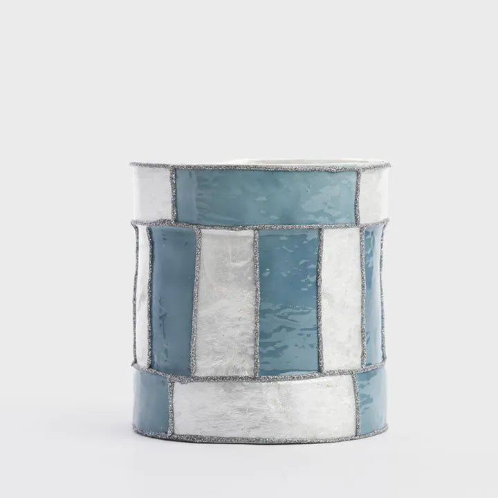 Blue Stripe Capiz Drum - My Christmas