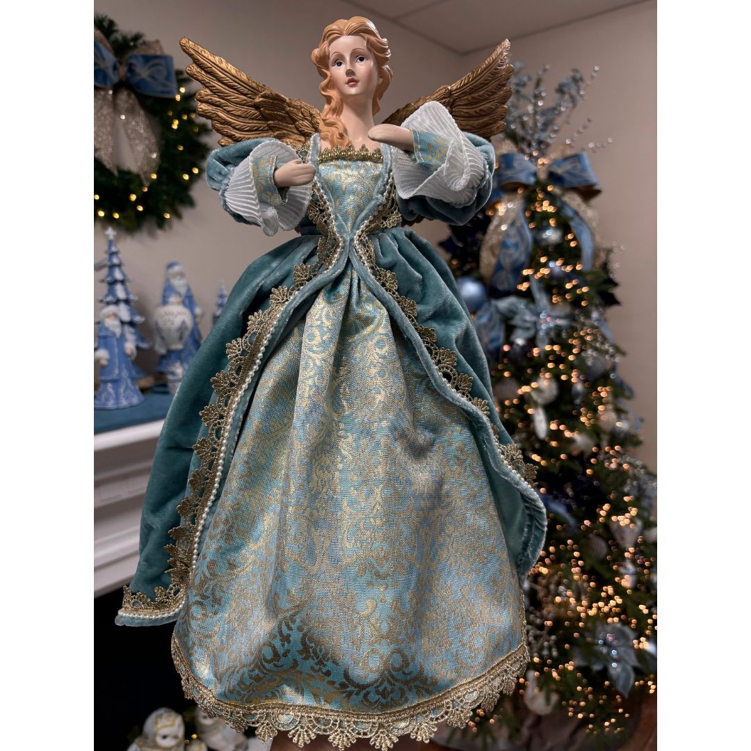 Blue Victorian Angel Tree Topper - My Christmas