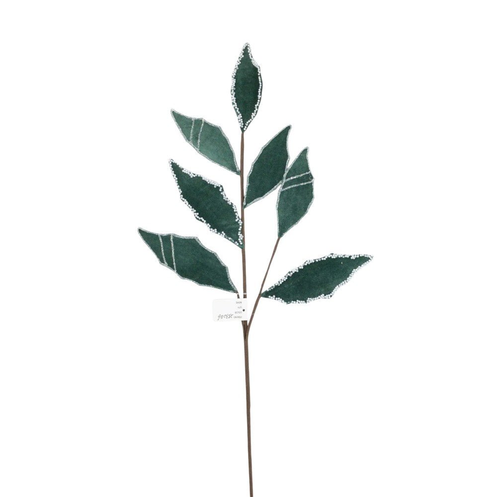 Blue/Green Velvet Leaf Spray - My Christmas