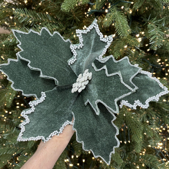 Blue/Green Velvet Poinsettia - My Christmas