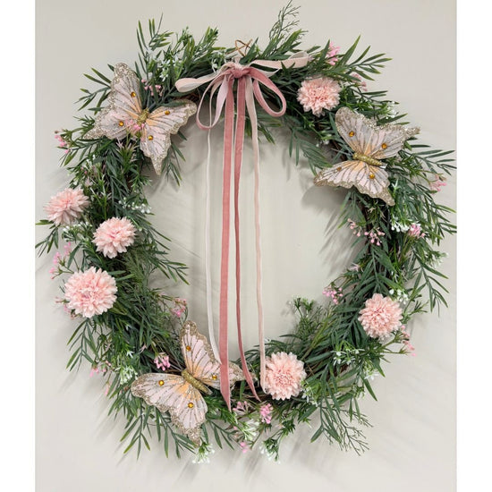 Blush Butterfly Wreath - My Christmas