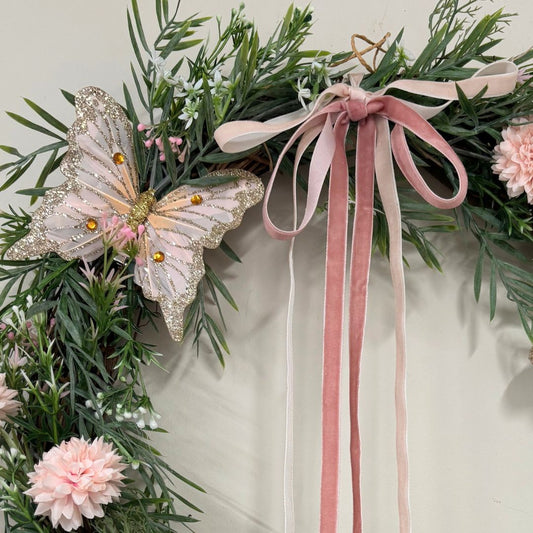 Blush Butterfly Wreath - My Christmas
