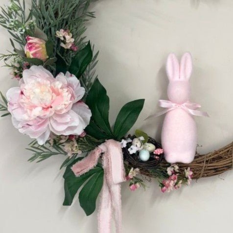Blush Garden Bunny Wreath - My Christmas