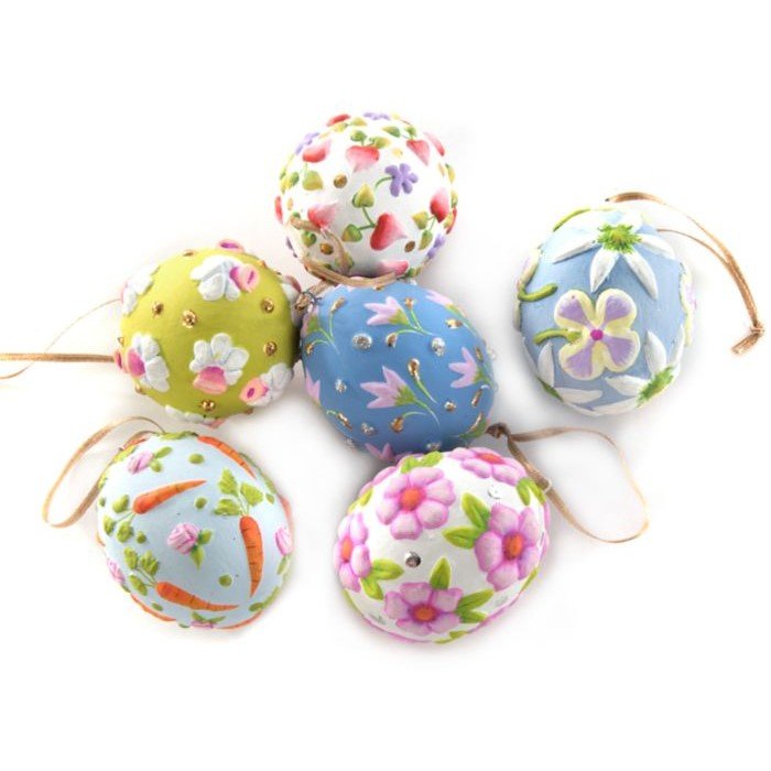 Bright Floral Eggs - Set of 6 - My Christmas