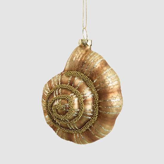 Bronze Glass Nautilus Shell Ornament - My Christmas