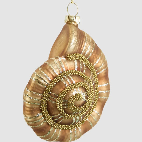 Bronze Glass Nautilus Shell Ornament - My Christmas