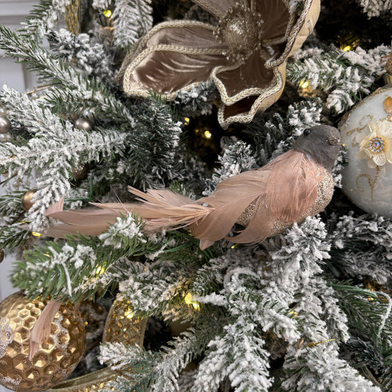 Brown and Blush Melvin Clip - on Bird - Set of 3 - My Christmas